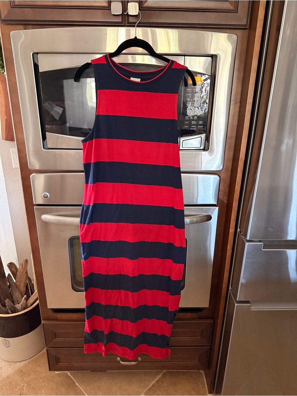 a new day Red and Navy Striped Sleeveless Maxi Dress